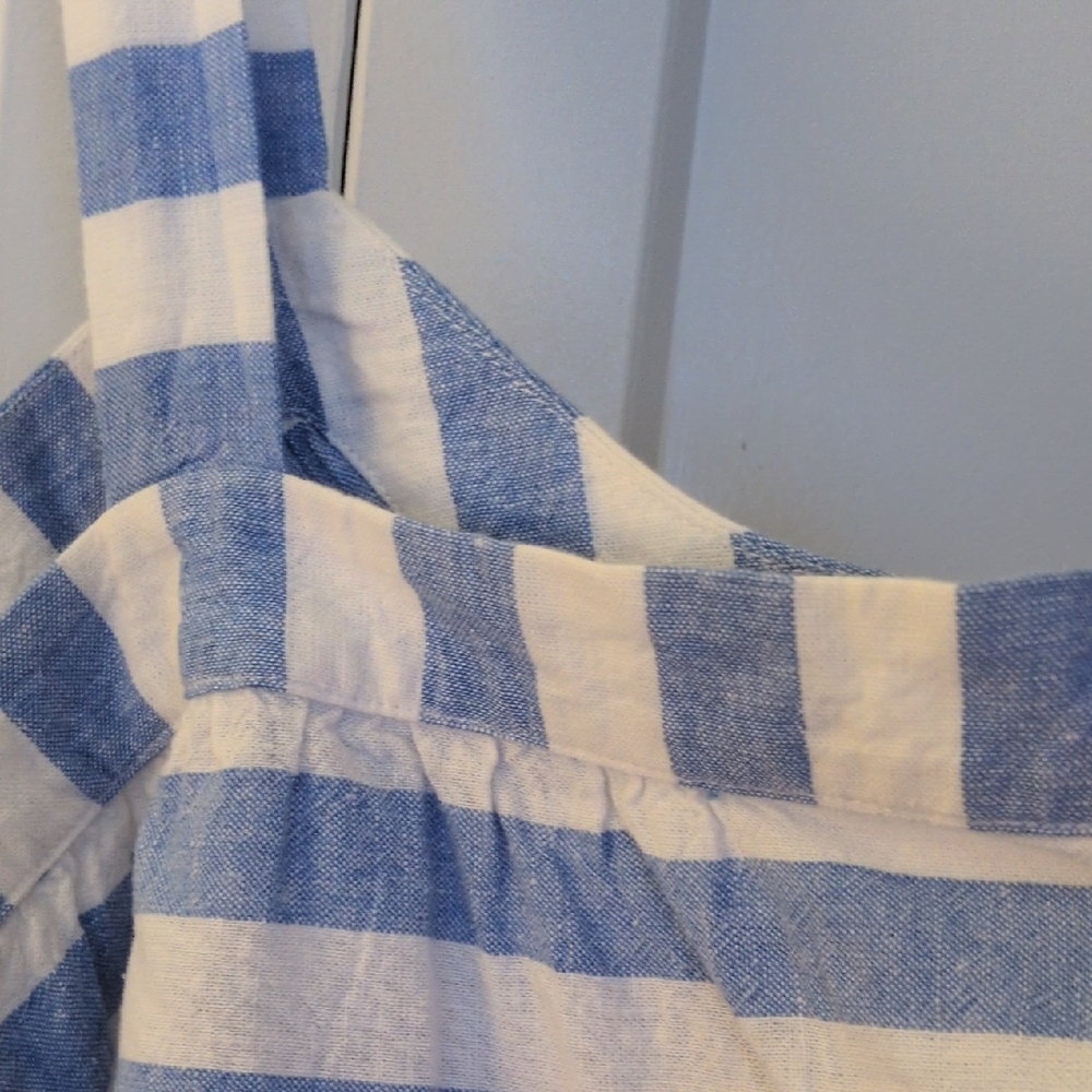 LOFT Blue and White Striped Summer Flowy Tank ( Linen And Viscose) - Picture 7 of 12